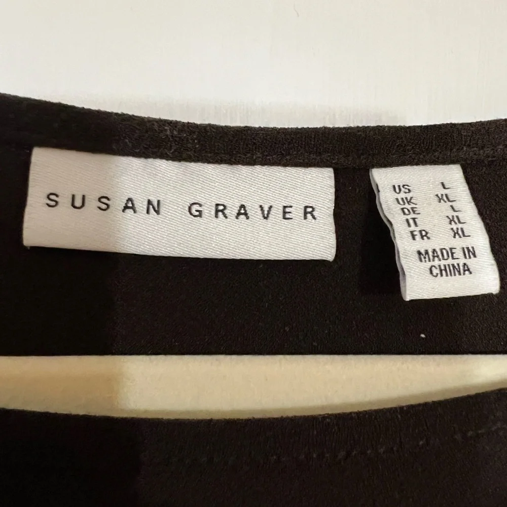 Susan Graver Brown Liquid Knit Top -  Beautiful trim in copper color. - Picture 3 of 9